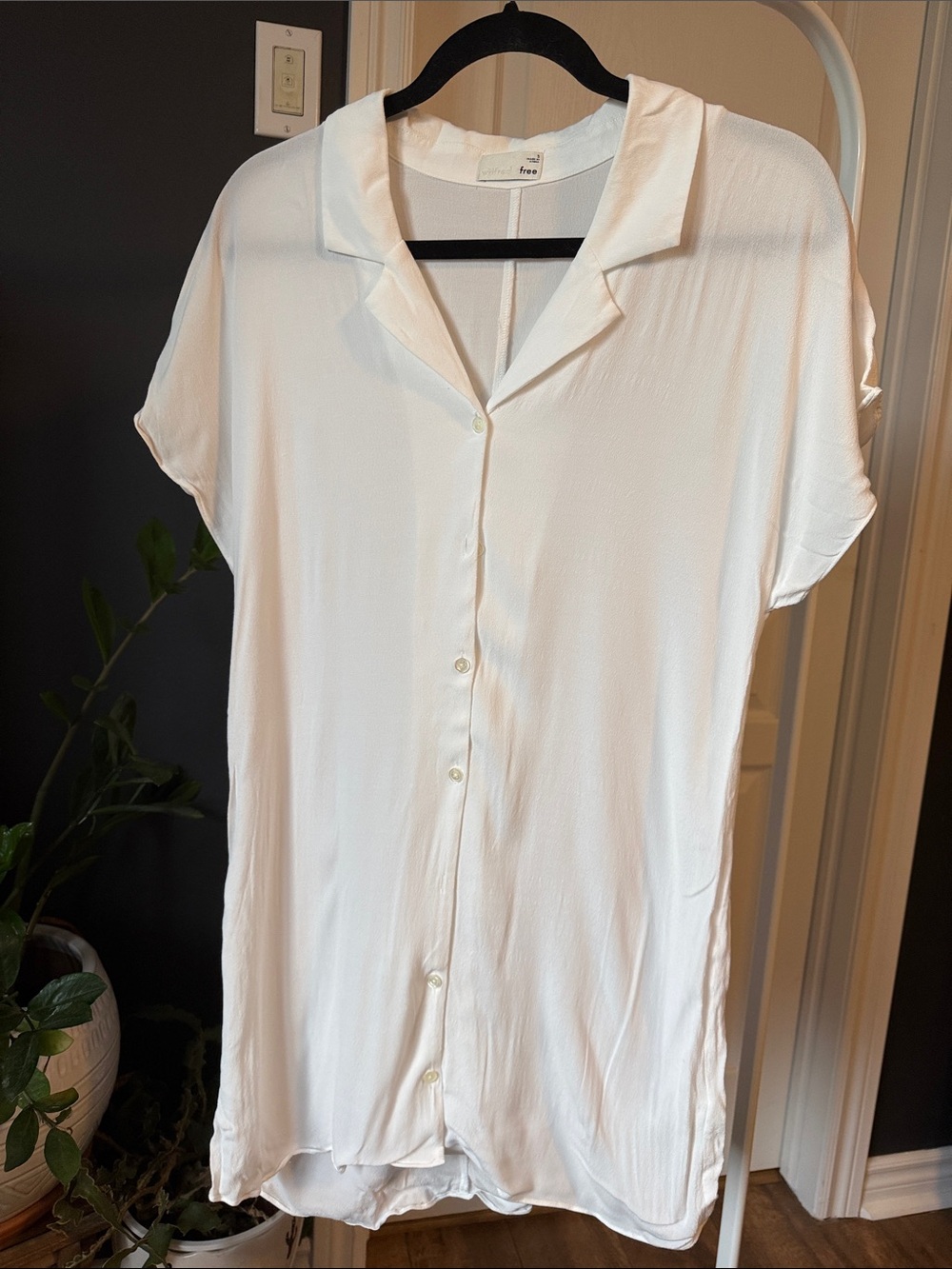 Wilfred Free White Button-Front Short Sleeve Dress